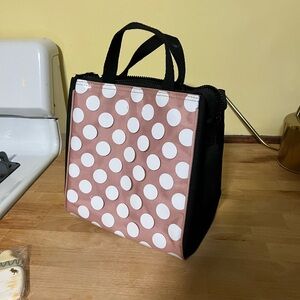 Kate spade pink & white polka dog lunch bag / tote